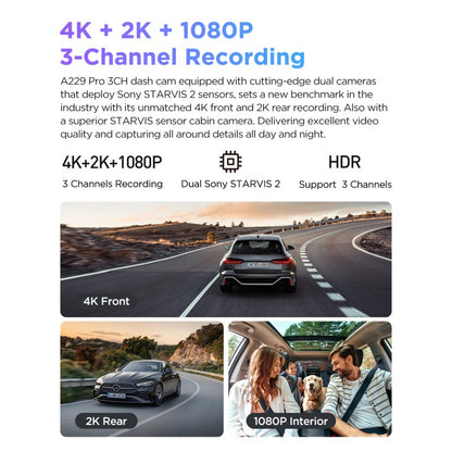 VIOFO A229 PRO 3CH DASH CAM I 4K+2K+1080P I STARVIS 2