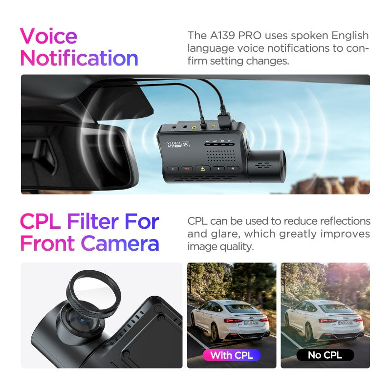 VIOFO A139 PRO 2CH DASH CAM I 4K HDR STARVIS 2