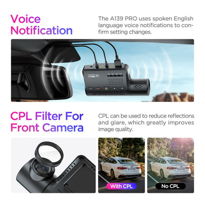 VIOFO A139 PRO 3CH DASH CAM I 4K HDR I STARVIS 2