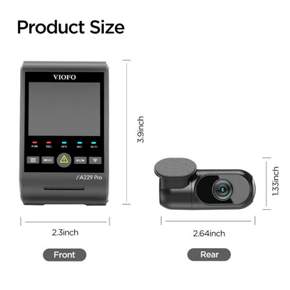 VIOFO A229 PRO 2CH DASH CAM I 4K+2K STARVIS 2