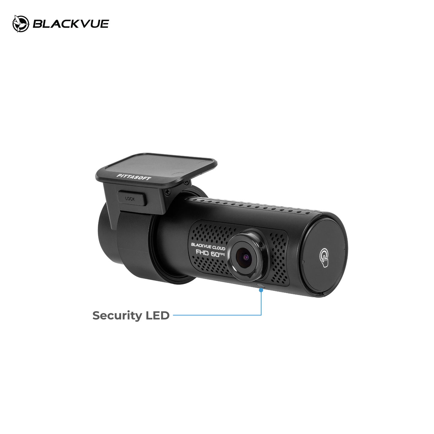 BlackVue DR770X-2CH II Dash Cam showcasing the Security LED feature with sleek design
